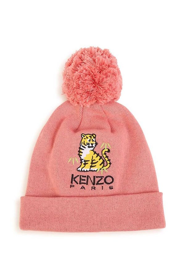 Kenzo kids Dječja kapa s dodatkom kašmira Kenzo Kids boja: ružičasta
