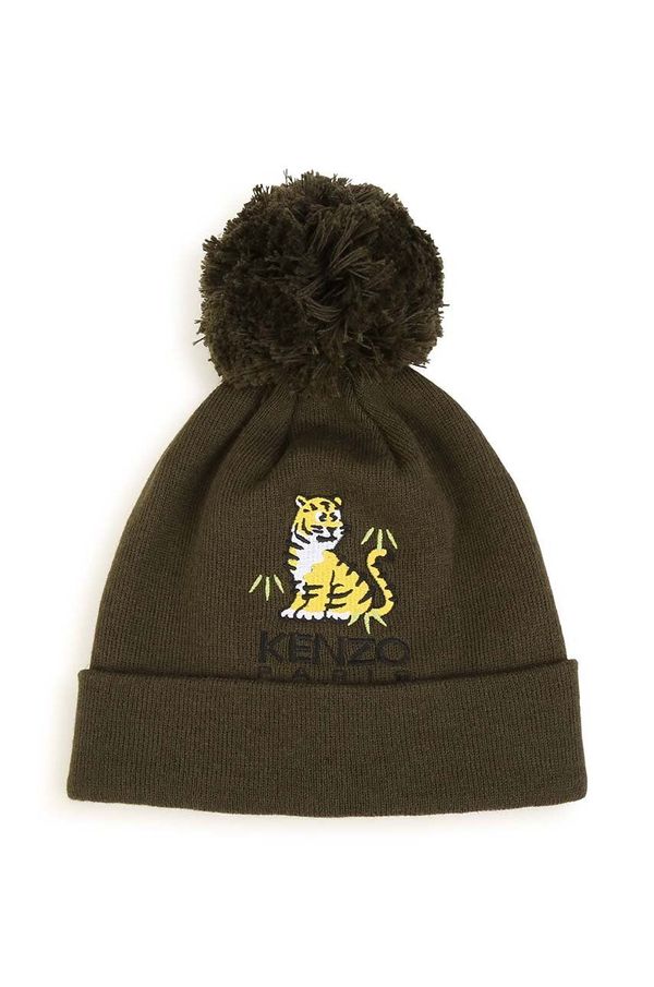 Kenzo kids Dječja kapa s dodatkom kašmira Kenzo Kids boja: zelena