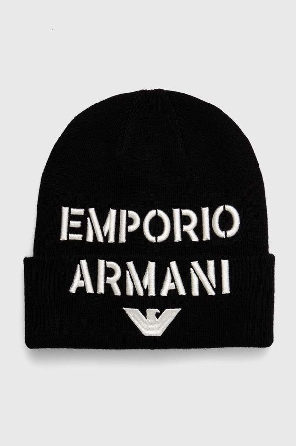 Emporio Armani Dječja kapa s dodatkom vune Emporio Armani boja: crna