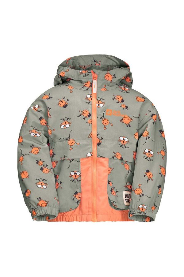 Jack Wolfskin Dječja kišna jakna Jack Wolfskin SMILEYWORLD AOP boja: siva