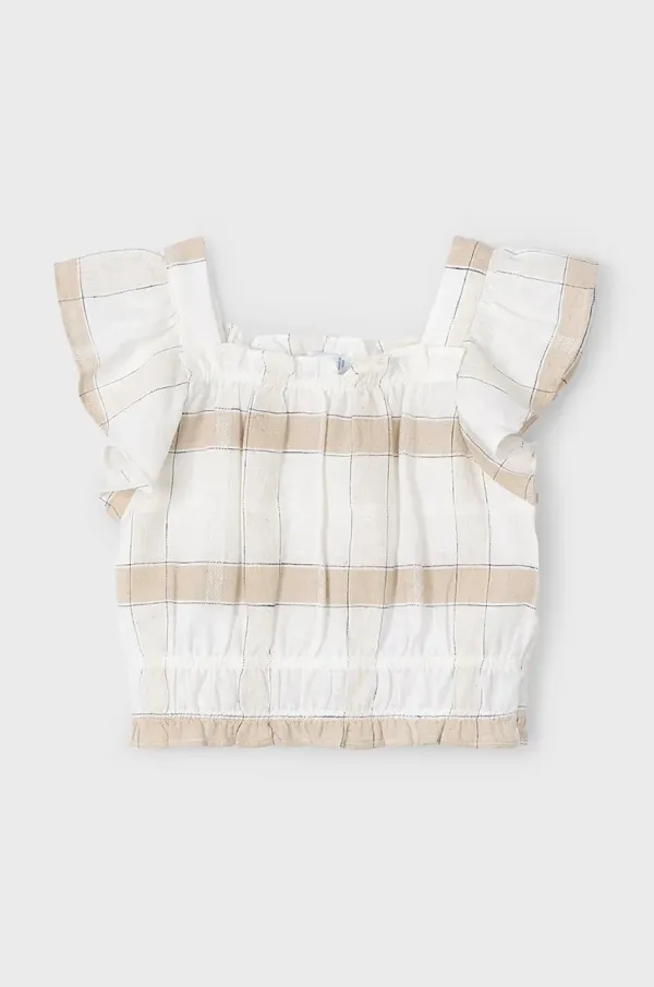 Mayoral Dječja lanena bluza Mayoral boja: bež, s uzorkom, 3183