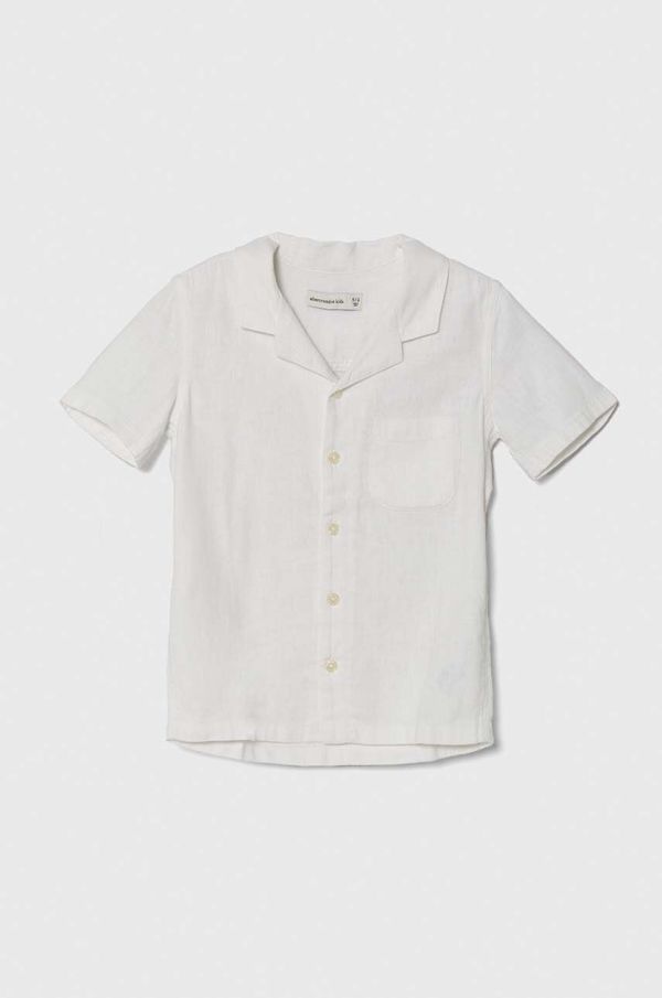 Abercrombie & Fitch Dječja lanena košulja Abercrombie & Fitch boja: bijela