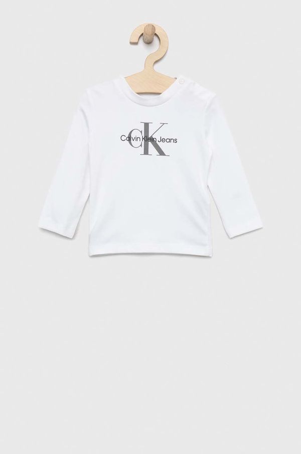 Calvin Klein Jeans Dječja majica dugih rukava Calvin Klein Jeans boja: bijela, s tiskom