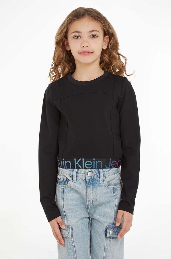 Calvin Klein Jeans Dječja majica dugih rukava Calvin Klein Jeans boja: crna