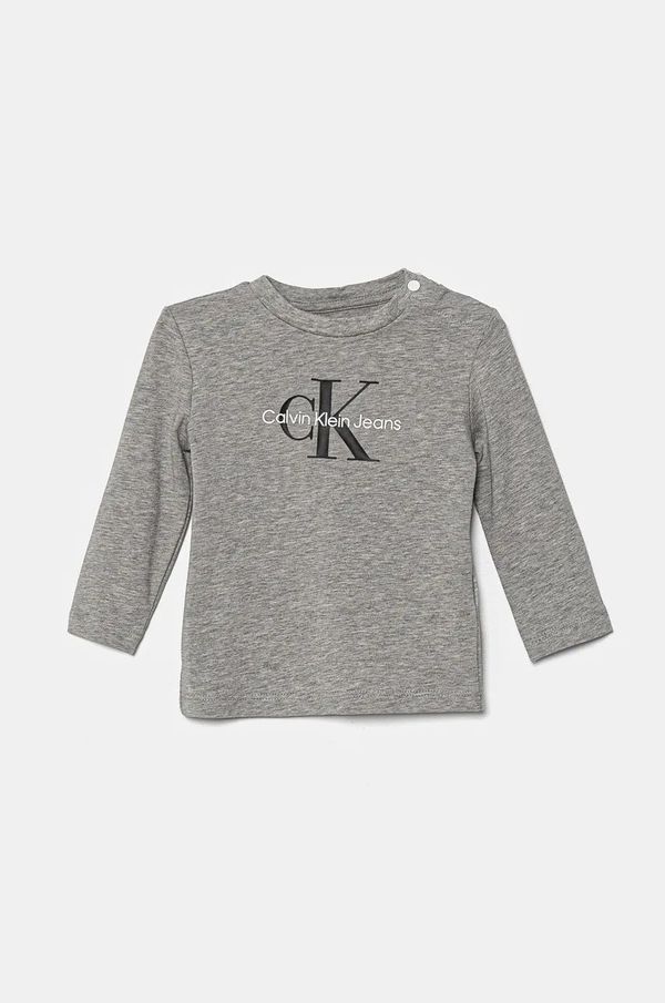 Calvin Klein Jeans Dječja majica dugih rukava Calvin Klein Jeans boja: siva, s tiskom, IN0IN00005