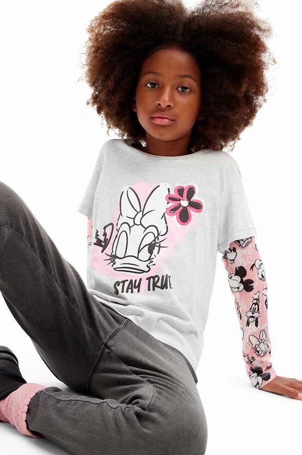 Desigual Dječja majica dugih rukava Desigual boja: siva, 24WGTK09