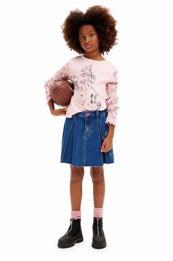 Desigual Dječja majica dugih rukava Desigual MICKEY MOUSE boja: ružičasta, 24WGTK10