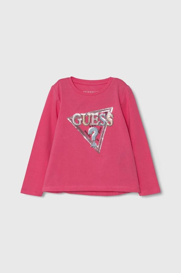 Guess Dječja majica dugih rukava Guess boja: ružičasta, K4YI11 K6YW4