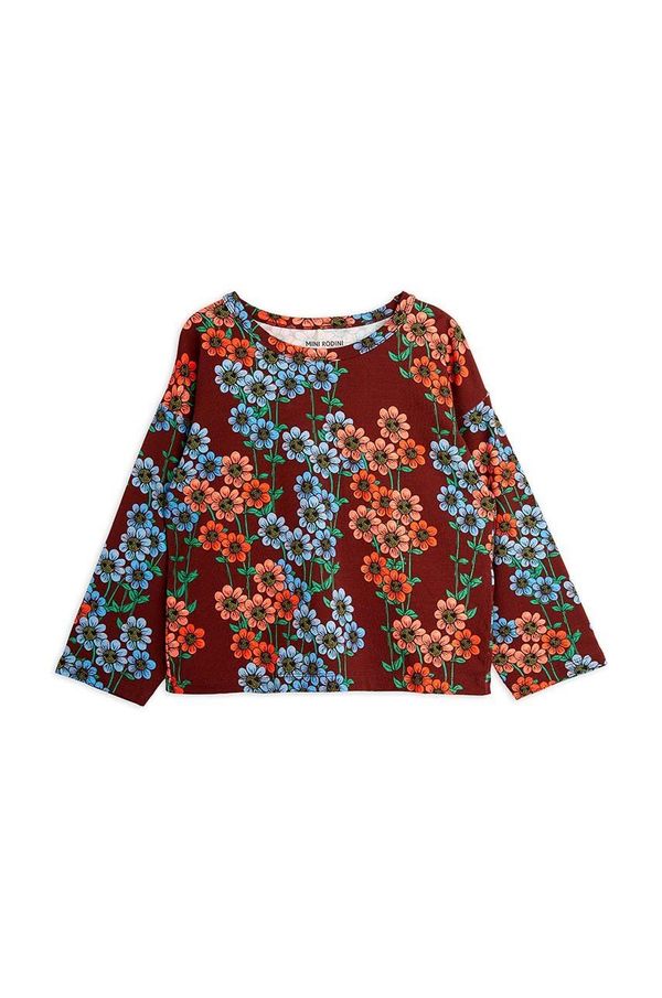 Mini Rodini Dječja majica dugih rukava Mini Rodini Daisys boja: smeđa, 2472012500