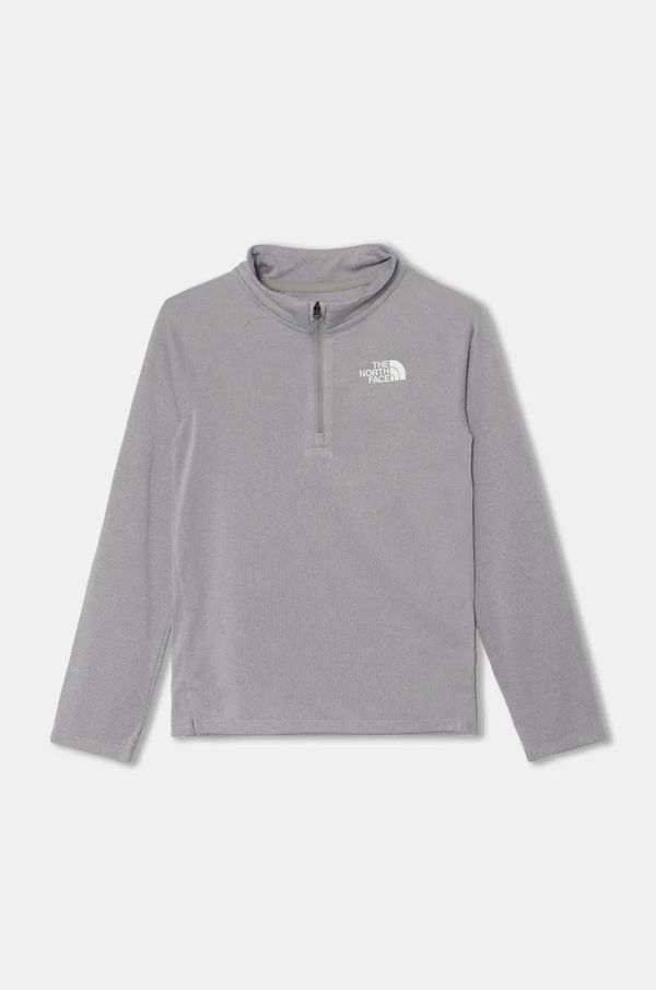 The North Face Dječja majica dugih rukava The North Face NEVER STOP 1/4 ZIP boja: siva, s tiskom