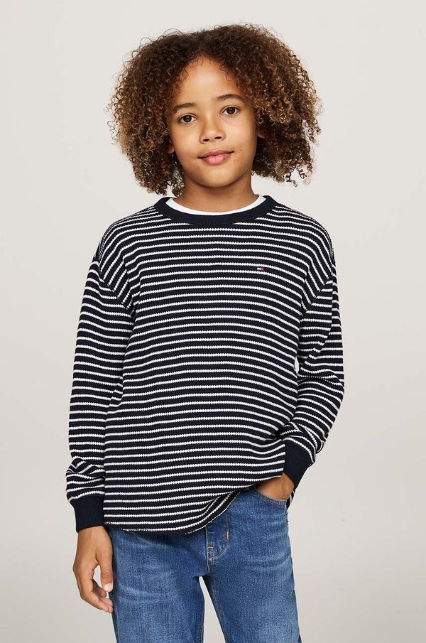 Tommy Hilfiger Dječja majica dugih rukava Tommy Hilfiger boja: siva, bez uzorka, KB0KB09195