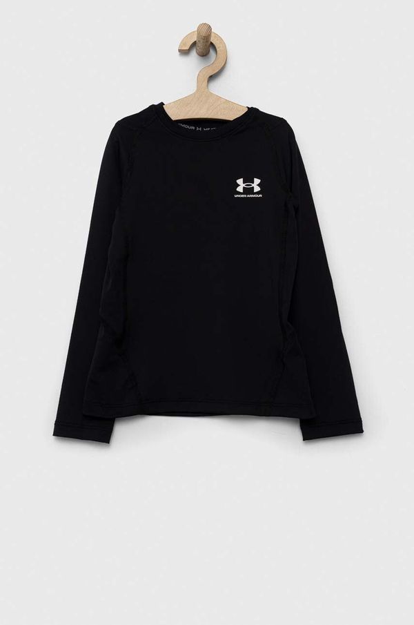 Under Armour Dječja majica dugih rukava Under Armour boja: crna, glatki model