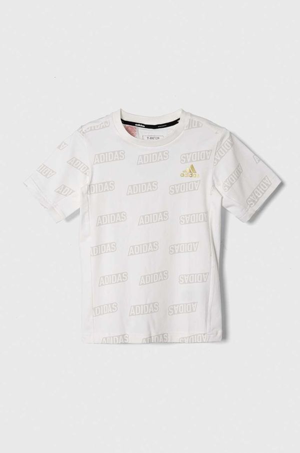adidas Dječja majica kratkih rukava adidas JB BLUV Q4AOP T boja: bež, s uzorkom