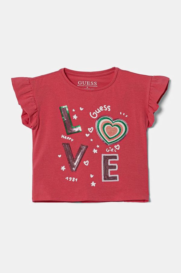 Guess Dječja majica kratkih rukava Guess boja: ružičasta, K5RI13 K6YW4