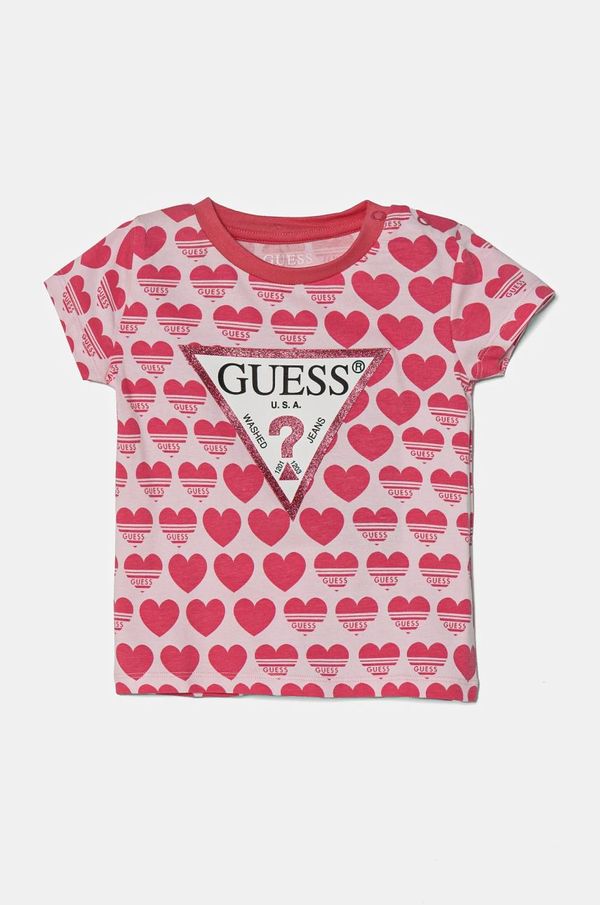 Guess Dječja majica kratkih rukava Guess boja: ružičasta, K5RI15 K6YW4