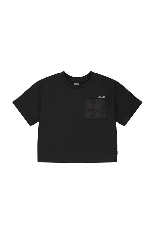Levi's Dječja majica kratkih rukava Levi's ROLL CUFF MEET AND GREET T boja: crna, 4EM166