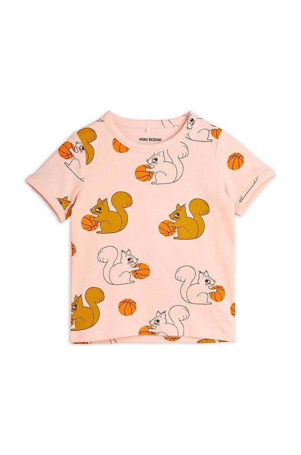 Mini Rodini Dječja majica kratkih rukava Mini Rodini Squirrel boja: ružičasta, s uzorkom