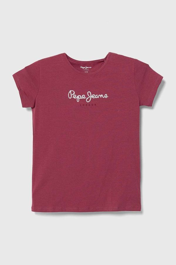 Pepe Jeans Dječja majica kratkih rukava Pepe Jeans boja: bordo