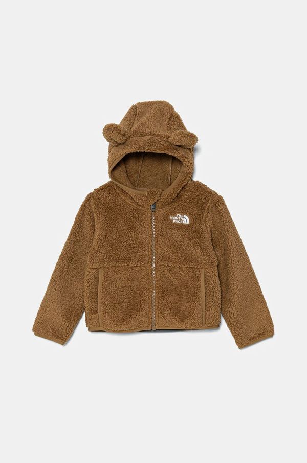 The North Face Dječja majica od flisa The North Face CAMPSHIRE F/Z HOODIE boja: smeđa, s kapuljačom, bez uzorka, NF0A88VR1731