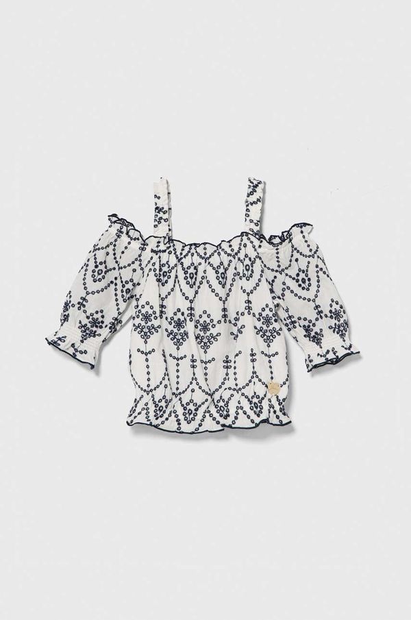 Guess Dječja pamučna bluza Guess boja: bijela, s uzorkom
