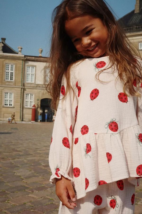 Konges Sløjd Dječja pamučna bluza Konges Sløjd COCO LADYBUG BLOUSE GOTS boja: bež, s uzorkom, KS102212