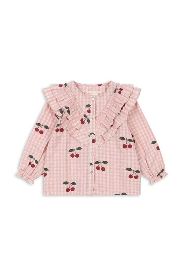 Konges Sløjd Dječja pamučna bluza Konges Sløjd KIM FRILL BLOUSE GOTS boja: ružičasta, s uzorkom, KS101546