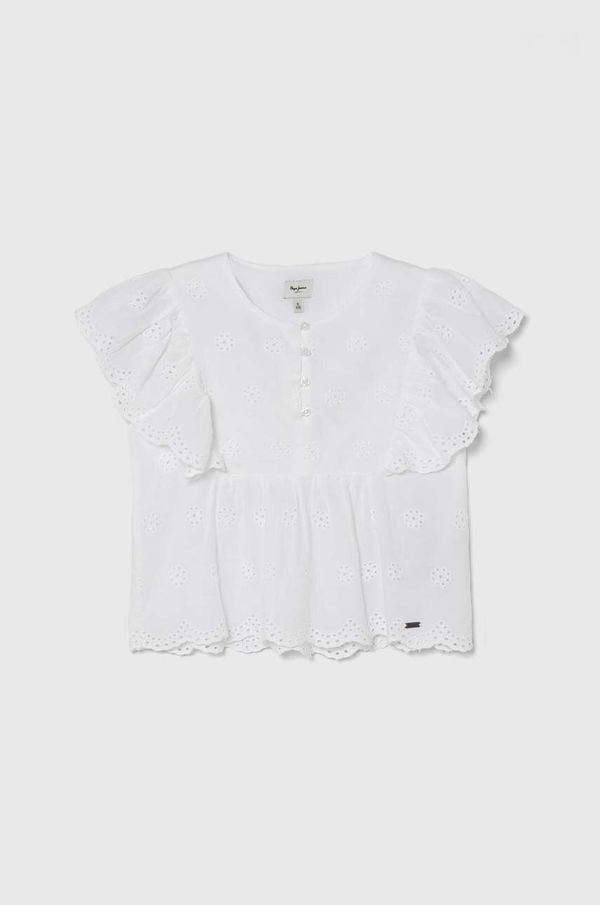 Pepe Jeans Dječja pamučna bluza Pepe Jeans OMAIRA boja: bijela, bez uzorka