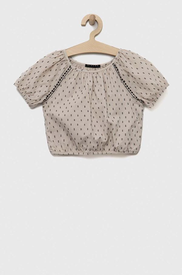 Sisley Dječja pamučna bluza Sisley boja: bež
