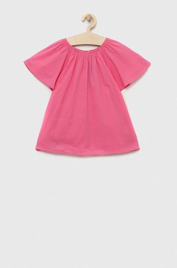 United Colors of Benetton Dječja pamučna bluza United Colors of Benetton boja: ružičasta