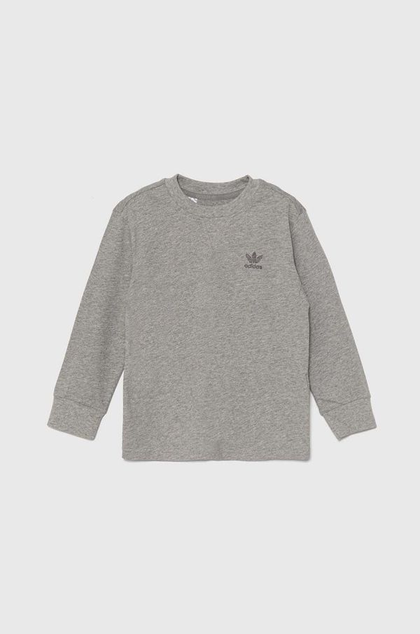 adidas Originals Dječja pamučna dukserica adidas Originals LONG SLEEVE boja: siva, s aplikacijom, IW1018