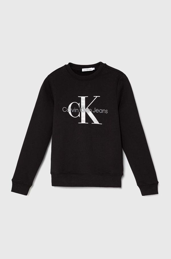 Calvin Klein Jeans Dječja pamučna dukserica Calvin Klein Jeans boja: crna, s tiskom