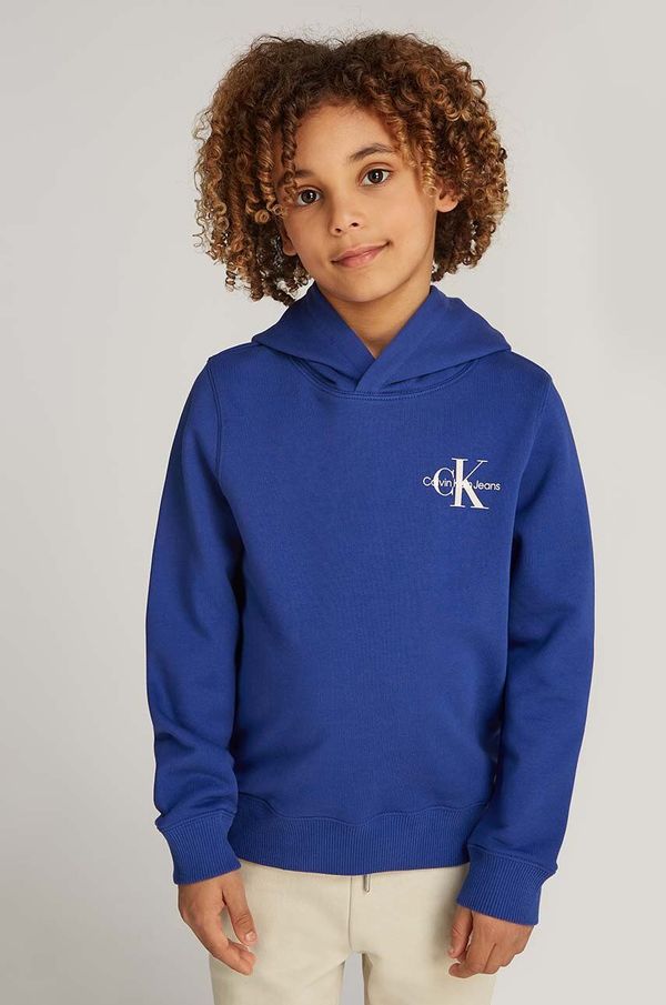 Calvin Klein Jeans Dječja pamučna dukserica Calvin Klein Jeans s kapuljačom, s tiskom, IU0IU00266
