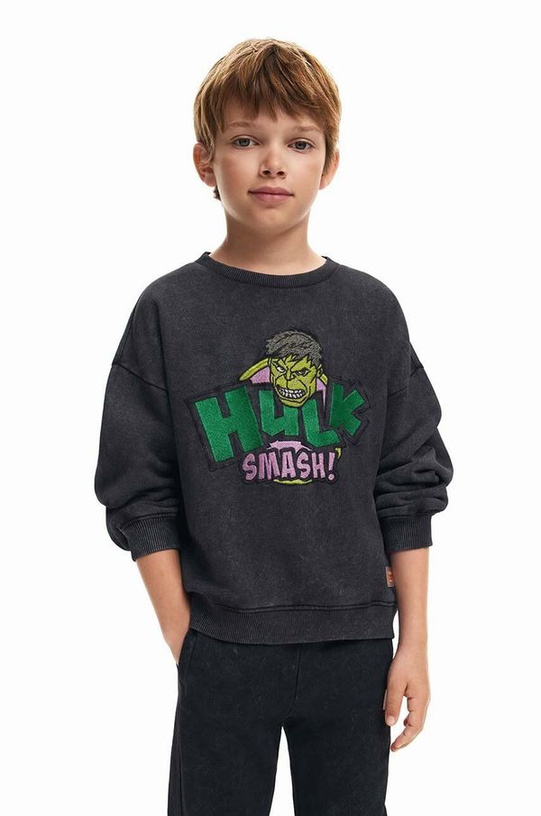Desigual Dječja pamučna dukserica Desigual HULK boja: zelena, s aplikacijom, 24WBSK05