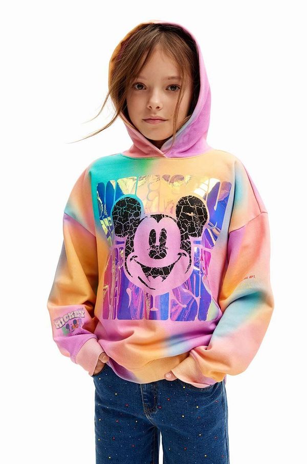 Desigual Dječja pamučna dukserica Desigual MICKEY MOUSE s kapuljačom, s uzorkom, 24WGSK05