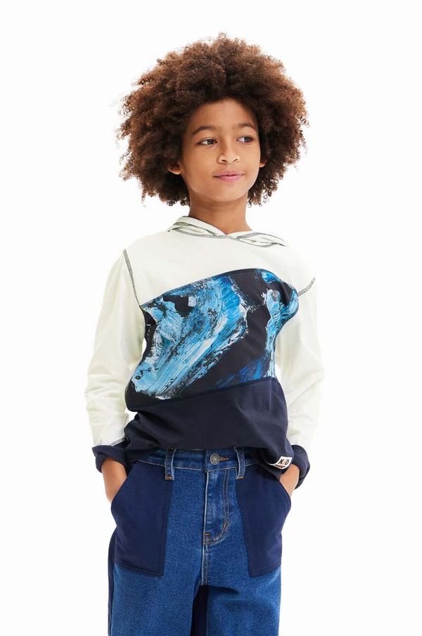 Desigual Dječja pamučna dukserica Desigual s kapuljačom, s uzorkom