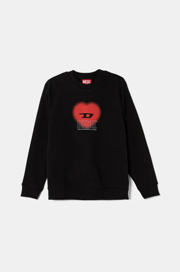 Diesel Dječja pamučna dukserica Diesel SCACUORE SWEAT-SHIRT boja: crna, s tiskom, J02230
