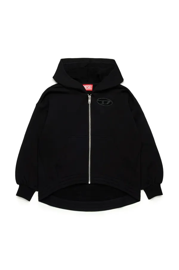Diesel Dječja pamučna dukserica Diesel SFPERU SWEAT-SHIRT boja: crna, s kapuljačom, bez uzorka, J02200