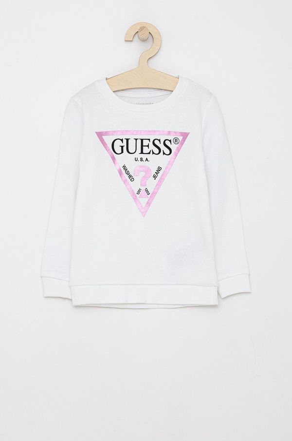 Guess Dječja pamučna dukserica Guess boja: bijela