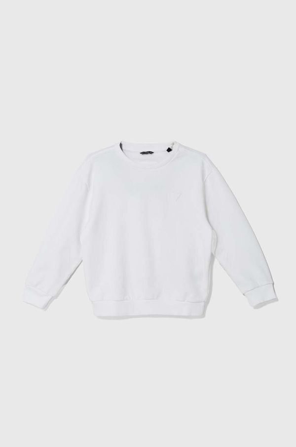 Guess Dječja pamučna dukserica Guess boja: bijela, s aplikacijom, L4YQ05 KAD73