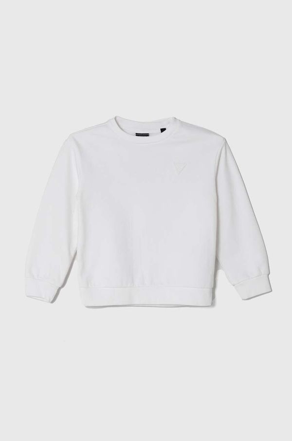 Guess Dječja pamučna dukserica Guess boja: bijela, s aplikacijom, N4YQ05 KAD73