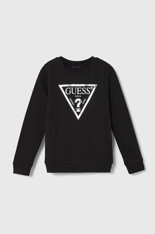 Guess Dječja pamučna dukserica Guess boja: crna, s tiskom, J74Q10 KAUG0