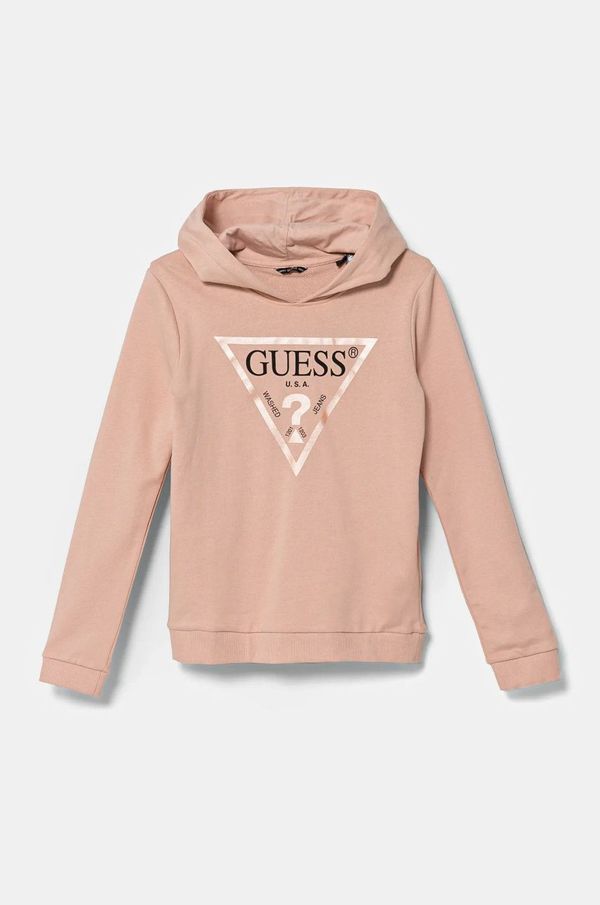 Guess Dječja pamučna dukserica Guess boja: narančasta, s kapuljačom, s tiskom, J83Q14 KAUG0