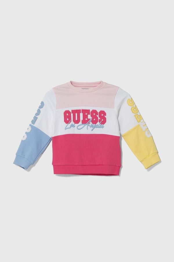 Guess Dječja pamučna dukserica Guess boja: ružičasta, s uzorkom, K4YQ03 KA6R3