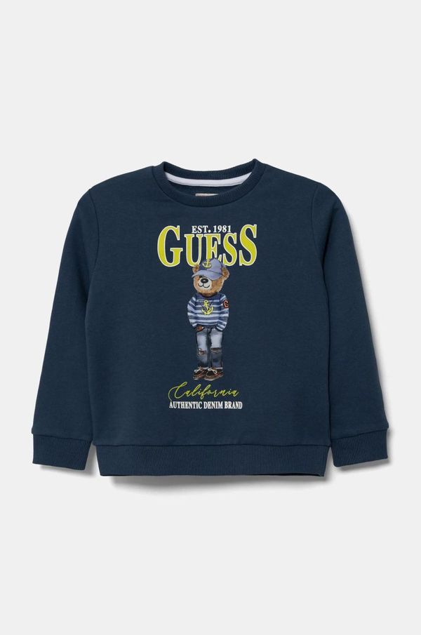 Guess Dječja pamučna dukserica Guess boja: tamno plava, s tiskom, N5RQ05 KAD74