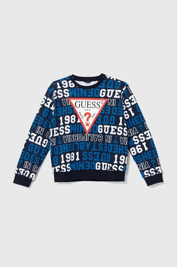 Guess Dječja pamučna dukserica Guess boja: tamno plava, s uzorkom, L4YQ02 KA6R3