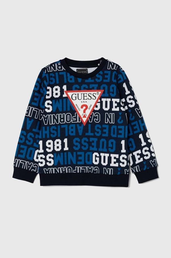 Guess Dječja pamučna dukserica Guess boja: tamno plava, s uzorkom, N4YQ02 KA6R3