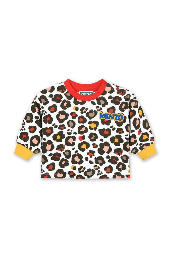 Kenzo kids Dječja pamučna dukserica Kenzo Kids boja: bež, s uzorkom