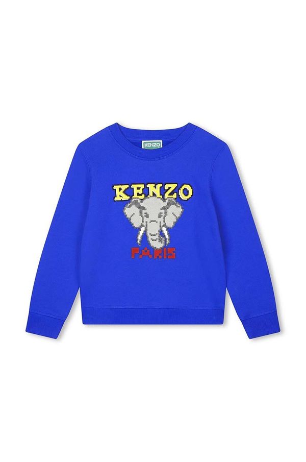 Kenzo kids Dječja pamučna dukserica Kenzo Kids boja: tamno plava, s tiskom