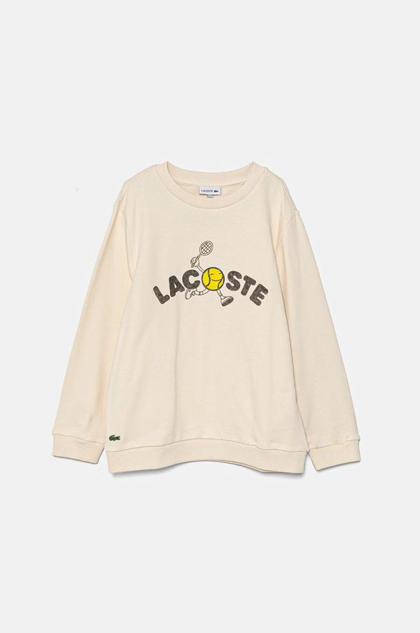 Lacoste Dječja pamučna dukserica Lacoste boja: bež, s tiskom, SJ5662