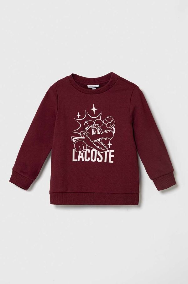 Lacoste Dječja pamučna dukserica Lacoste boja: bordo, s tiskom